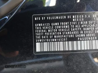 2021 Volkswagen Jetta SEL with VIN 3VWE57BU3MM103297, listed as a IAAI auction lot 41029045 with 48,060 mi miles and . Bid and sale history available at DreamBid. Image 9.