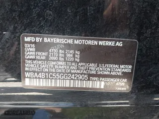 2016 BMW 4 Series 435i with VIN WBA4B1C55GG242905, listed as a IAAI auction lot 41856750 with 74,348 mi miles. Bid and sale history available at carsss.com. Image 9.