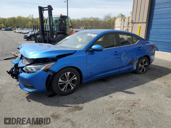 2021 Nissan Sentra SV with VIN 3N1AB8CVXMY294316, listed as a Copart auction lot 54166035 with 55,424 mi miles and Salvage Title. Bid and sale history available at carsss.com. Image 1.