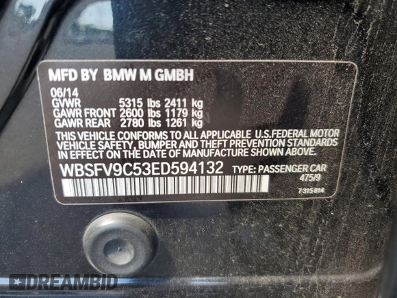 2014 BMW M5 z VIN WBSFV9C53ED594132, wystawiony jako Copart lot #67114384 z przebiegiem 89 020 mil mil oraz Szkoda całkowita • Salvage title. Historia ofert i sprzedaży dostępna na DreamBid. Obrazek 13.