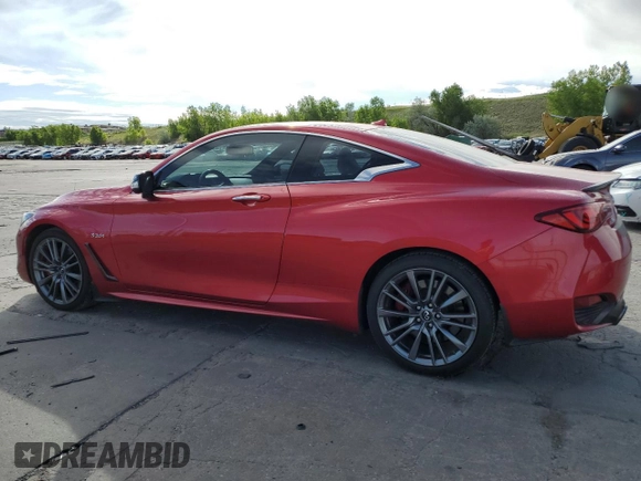 2017 Infiniti Q60 Red Sport 400 with VIN JN1FV7EL3HM701520, listed as a Copart auction lot 57169565 with 103,761 mi miles and Salvage title. Bid and sale history available at DreamBid. Image 2.