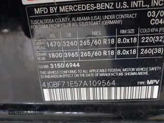 2007 Mercedes-Benz GL 450 with VIN 4JGBF71E57A109564, listed as a IAAI auction lot 42044634 with 177,844 mi miles and . Bid and sale history available at DreamBid. Image 9.