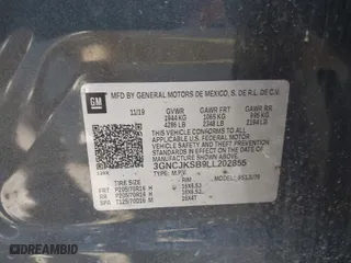 2020 Chevrolet Trax LS with VIN 3GNCJKSB9LL202855, listed as a IAAI auction lot 41554686 with 88,854 mi miles. Bid and sale history available at carsss.com. Image 9.