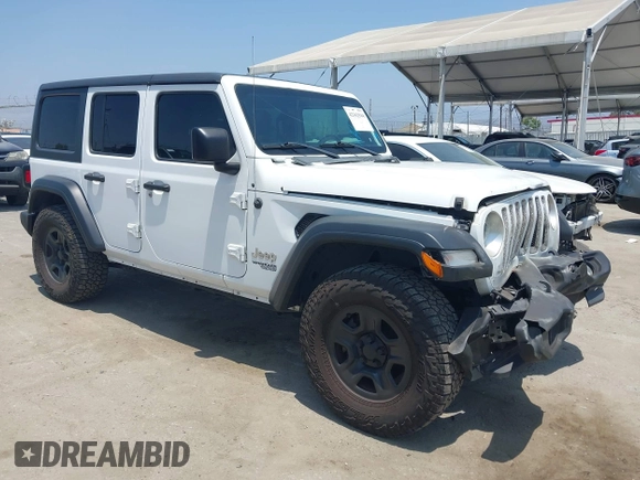 2018 Jeep Wrangler Unlimited Sport S with VIN 1C4HJXDN7JW232530, listed as a IAAI auction lot 42362544 with 89,972 mi miles and . Bid and sale history available at DreamBid. Image 1.