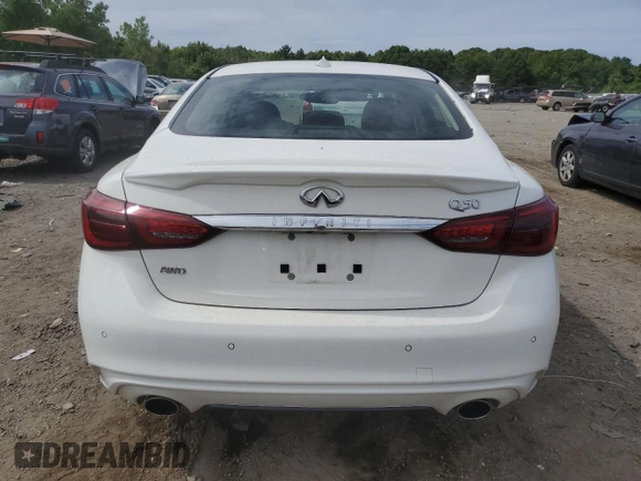 2020 Infiniti Q50 Luxe with VIN JN1EV7AR3LM250247, listed as a Copart auction lot 61791325 with 92,079 mi miles and Salvage title. Bid and sale history available at DreamBid. Image 6.