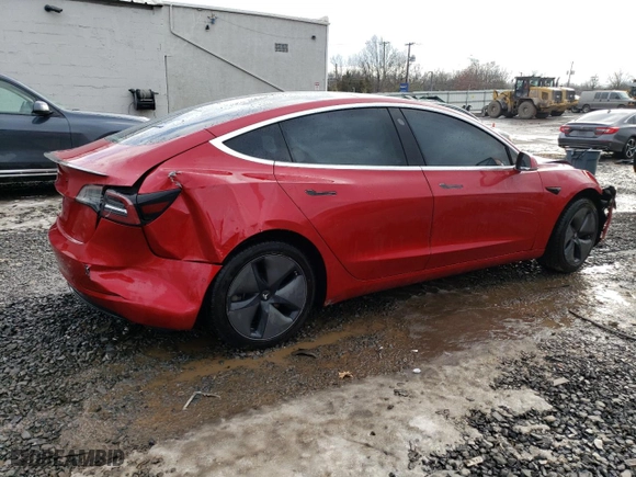 2020 Tesla Model 3 Standard Range Plus with VIN 5YJ3E1EAXLF718733, listed as a Copart auction lot 44908215 with 50,645 mi miles and Salvage Title. Bid and sale history available at carsss.com. Image 3.