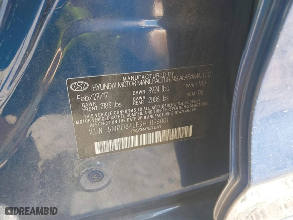 2017 Hyundai Elantra SE with VIN 5NPD84LF3HH196001, listed as a IAAI auction lot 41959288 with 132,891 mi miles. Bid and sale history available at carsss.com. Image 9.