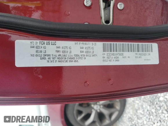2019 Dodge Charger SXT z VIN 2C3CDXBG1KH730295, wystawiony jako Copart lot #55583855 z przebiegiem 143 472 mil mil oraz Nie do naprawy • Non repairable. Historia ofert i sprzedaży dostępna na DreamBid. Obrazek 13.