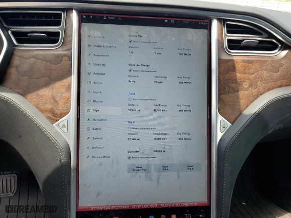 2017 Tesla Model S 100D with VIN 5YJSA1E28HF232493, listed as a Copart auction lot 62949364 with 68,998 mi miles and Salvage Title. Bid and sale history available at carsss.com. Image 9.