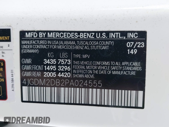 2023 Mercedes-Benz EQS 450+ z VIN 4JGDM2DB2PA024555, wystawiony jako IAAI lot #41522294 z przebiegiem 11 093 mil mil oraz . Historia ofert i sprzedaży dostępna na DreamBid. Obrazek 9.