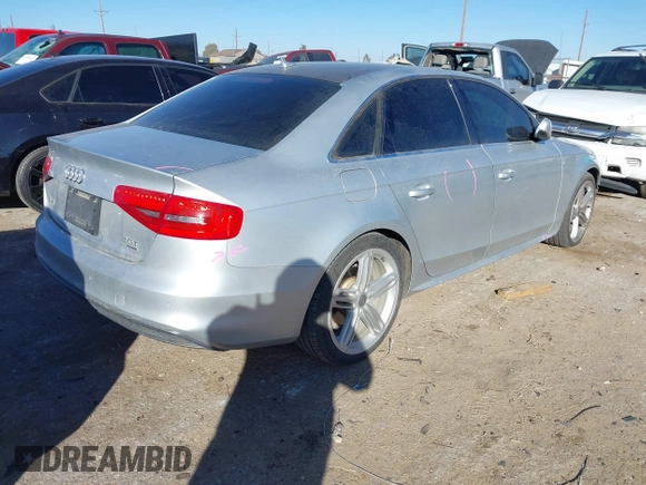 2013 Audi A4 Prestige with VIN WAUKFAFL0DA161928, listed as a IAAI auction lot 41403253 with 87,394 mi miles. Bid and sale history available at carsss.com. Image 4.