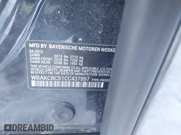 2012 BMW 7 Series 750Li xDrive с VIN WBAKC8C51CC437897, выставлен на аукционе IAAI как лот 41542970 с пробегом 133 864 миль миль и . История ставок и продаж доступна на DreamBid. Изображение 9.