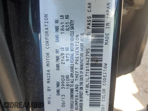 2013 Mazda 3 i Touring with VIN JM1BL1L71D1842795, listed as a Copart auction lot 47854375 with 131,672 mi miles and Salvage Title. Bid and sale history available at carsss.com. Image 14.