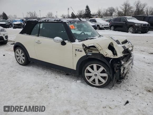 2008 MINI Convertible S with VIN WMWRH33588TU80448, listed as a Copart auction lot 87855235 with Not provided miles and Salvage title. Bid and sale history available at DreamBid. Image 4.
