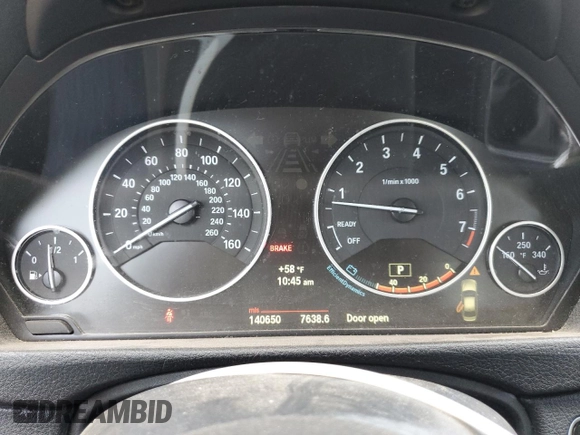 2013 BMW 3 Series 328i xDrive with VIN WBA3B3C51DF532714, listed as a Copart auction lot 57854735 with 140,650 mi miles and Salvage title. Bid and sale history available at DreamBid. Image 9.