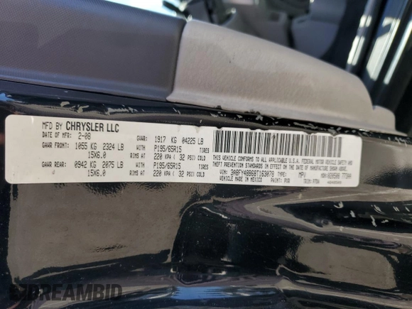 2008 Chrysler PT Cruiser with VIN 3A8FY48B68T163078, listed as a Copart auction lot 62959605 with 156,601 mi miles and Salvage title. Bid and sale history available at DreamBid. Image 12.