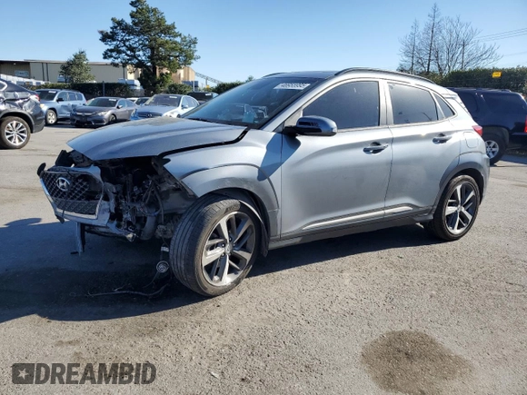 2021 Hyundai Kona Ultimate with VIN KM8K53A52MU679799, listed as a Copart auction lot 46955995 with 0 mi miles and Salvage Title. Bid and sale history available at carsss.com. Image 1.