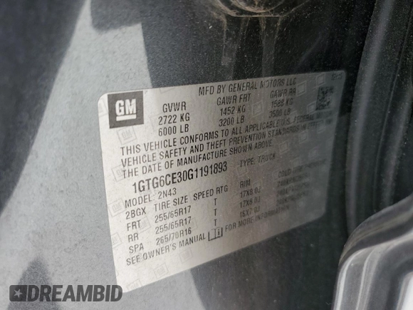 2016 GMC Canyon 4WD SLE with VIN 1GTG6CE30G1191893, listed as a Copart auction lot 87929575 with 19,033 mi miles and Salvage title. Bid and sale history available at DreamBid. Image 13.