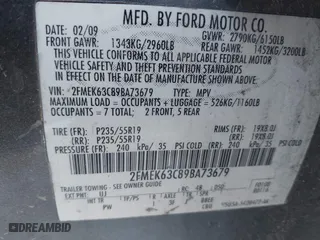 2009 Ford Flex Limited with VIN 2FMEK63C89BA73679, listed as a IAAI auction lot 41322466 with 229,814 mi miles. Bid and sale history available at carsss.com. Image 9.