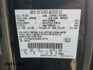 2004 Ford F-150 XLT z VIN 1FTPX04524KD25713, wystawiony jako Copart lot #55925515 z przebiegiem Nie podano mil oraz Szkoda całkowita • Salvage title. Historia ofert i sprzedaży dostępna na DreamBid. Obrazek 12.