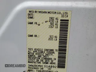 2015 Nissan LEAF S with VIN 1N4AZ0CP9FC314892, listed as a Copart auction lot 50847375 with 108,300 mi miles and Salvage Title. Bid and sale history available at carsss.com. Image 15.