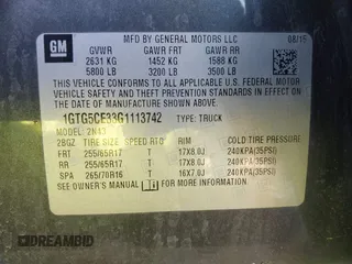 2016 GMC Canyon 2WD SLE with VIN 1GTG5CE33G1113742, listed as a IAAI auction lot 41297422 with 109,328 mi miles. Bid and sale history available at carsss.com. Image 9.