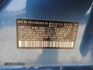 2021 Volkswagen Jetta S z VIN 3VWC57BUXMM001907, wystawiony jako Copart lot #54909405 z przebiegiem 130 101 mil mil oraz Szkoda całkowita • Salvage title. Historia ofert i sprzedaży dostępna na DreamBid. Obrazek 12.