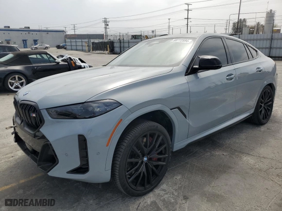 2024 BMW X6 M60i with VIN 5UX43EX05R9T22264, listed as a Copart auction lot 58772594 with 12,866 mi miles and Salvage Title. Bid and sale history available at carsss.com. Image 1.