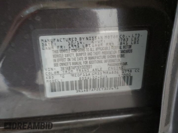 2014 Nissan Sentra S with VIN 3N1AB7AP2EY322691, listed as a Copart auction lot 53175025 with 159,836 mi miles and Clean Title. Bid and sale history available at DreamBid. Image 12.