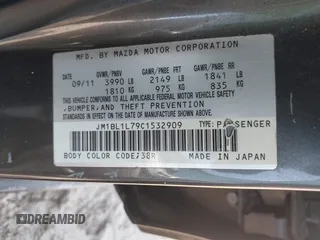 2012 Mazda 3 i Touring with VIN JM1BL1L79C1532909, listed as a IAAI auction lot 42469469 with 207,597 mi miles and . Bid and sale history available at DreamBid. Image 9.