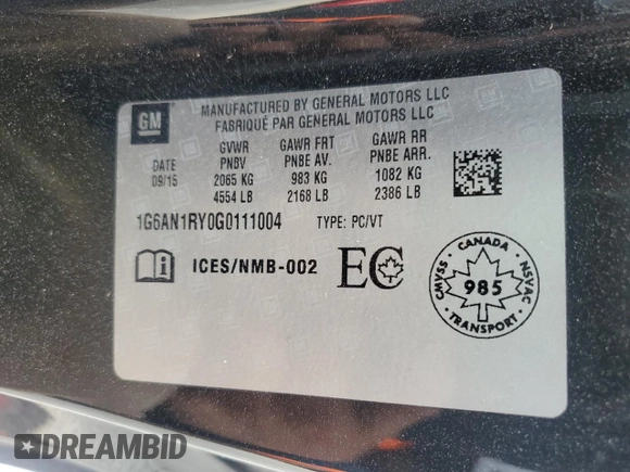 2016 Cadillac ATS-V z VIN 1G6AN1RY0G0111004, wystawiony jako Copart lot #82672974 z przebiegiem 41 060 mil mil oraz Szkody całkowita. Historia ofert i sprzedaży dostępna na DreamBid. Obrazek 12.
