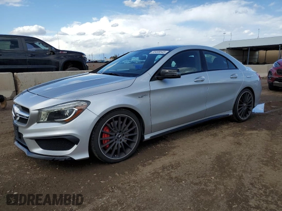 2015 Mercedes-Benz CLA 45 AMG with VIN WDDSJ5CB2FN216868, listed as a Copart auction lot 55498545 with 67,351 mi miles and Salvage title. Bid and sale history available at DreamBid. Image 1.
