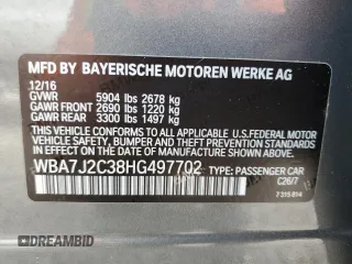 2017 BMW 7 Series 740e xDrive iPerformance with VIN WBA7J2C38HG497702, listed as a Copart auction lot 78249674 with 32,068 mi miles and Clean Title. Bid and sale history available at carsss.com. Image 12.