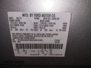 2017 Ford Explorer Sport with VIN 1FM5K8GT5HGA03358, listed as a IAAI auction lot 41626008 with 94,854 mi miles and . Bid and sale history available at carsss.com. Image 9.
