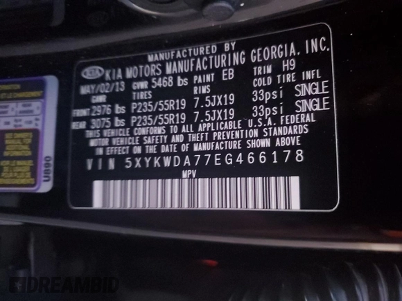 2014 Kia Sorento SX Limited z VIN 5XYKWDA77EG466178, wystawiony jako Copart lot #78546154 z przebiegiem 107 867 mil mil oraz Szkoda całkowita • Salvage title. Historia ofert i sprzedaży dostępna na DreamBid. Obrazek 13.