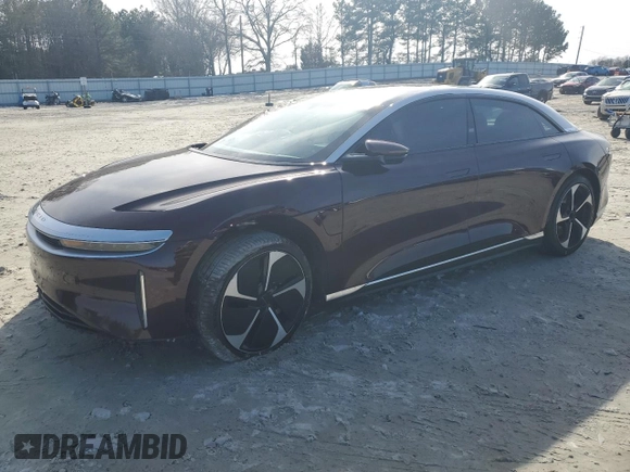 2023 Lucid Air Touring with VIN 50EA1TEA2PA001462, listed as a Copart auction lot 88157855 with 0 mi miles and Salvage Title. Bid and sale history available at carsss.com. Image 1.