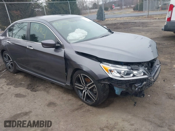 2017 Honda Accord Sport with VIN 1HGCR2F59HA077331, listed as a IAAI auction lot 41727621 with 254,635 mi miles. Bid and sale history available at carsss.com. Image 1.