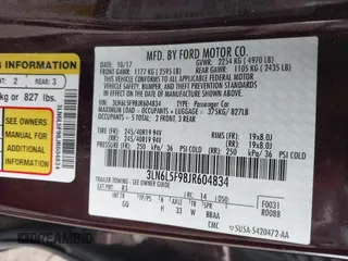2018 Lincoln MKZ Reserve with VIN 3LN6L5F98JR604834, listed as a IAAI auction lot 42453174 with 118,112 mi miles and . Bid and sale history available at DreamBid. Image 9.