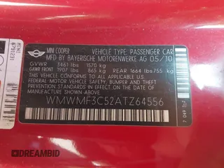 2010 MINI Hardtop with VIN WMWMF3C52ATZ64556, listed as a IAAI auction lot 41862088 with Not Provided miles and . Bid and sale history available at DreamBid. Image 9.