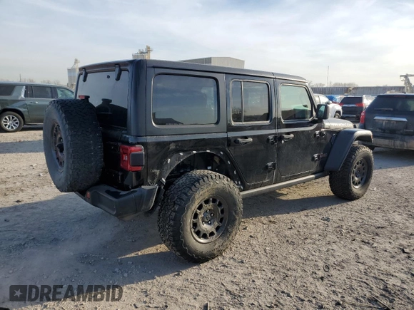 2021 Jeep Wrangler Unlimited Rubicon with VIN 1C4HJXFN6MW559471, listed as a Copart auction lot 48459855 with 33,495 mi miles and Salvage title. Bid and sale history available at DreamBid. Image 3.