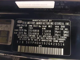 2018 Kia Sorento EX with VIN 5XYPHDA59JG429514, listed as a IAAI auction lot 41490342 with 83,799 mi miles and . Bid and sale history available at carsss.com. Image 9.