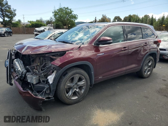 2017 Toyota Highlander Hybrid Limited with VIN 5TDDGRFH4HS022168, listed as a Copart auction lot 56943285 with 114,250 mi miles and Salvage title. Bid and sale history available at DreamBid. Image 1.
