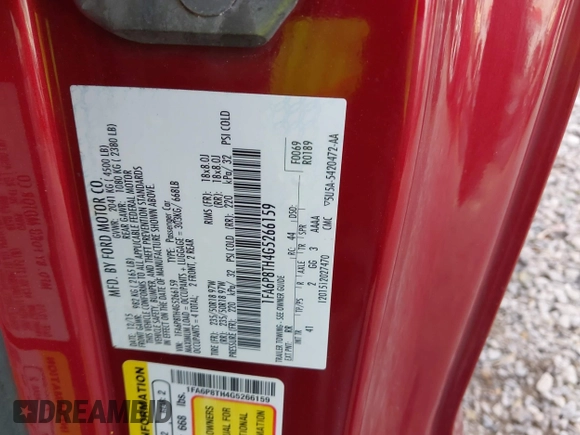 2016 Ford Mustang EcoBoost z VIN 1FA6P8TH4G5266159, wystawiony jako IAAI lot #41930934 z przebiegiem 158 794 mil mil oraz . Historia ofert i sprzedaży dostępna na DreamBid. Obrazek 9.