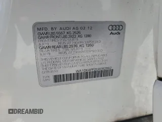 2012 Audi Q5 Premium Plus with VIN WA1DKAFP2CA082862, listed as a Copart auction lot 64500115 with 198,550 mi miles and Salvage title. Bid and sale history available at DreamBid. Image 12.