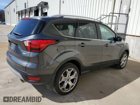 2019 Ford Escape Titanium with VIN 1FMCU9J91KUA15536, listed as a Copart auction lot 49584235 with 158,014 mi miles and Clean Title. Bid and sale history available at carsss.com. Image 3.