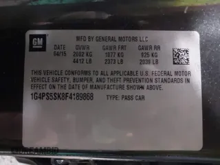 2015 Buick Verano Leather Group with VIN 1G4PS5SK8F4189868, listed as a IAAI auction lot 41512817 with 75,209 mi miles. Bid and sale history available at carsss.com. Image 9.