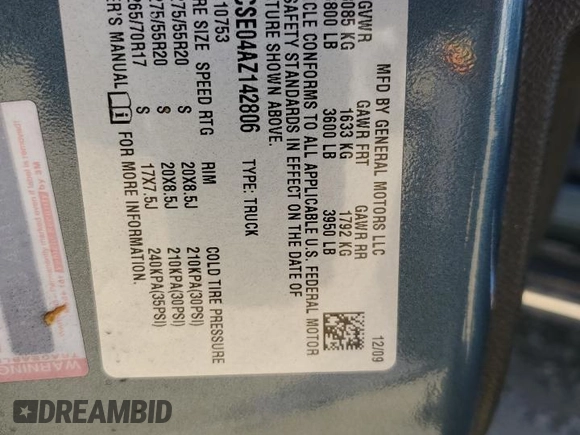 2010 Chevrolet Silverado 1500 LT with VIN 1GCSCSE04AZ142806, listed as a Copart auction lot 42185915 with 171,300 mi miles and Salvage Title. Bid and sale history available at DreamBid. Image 12.