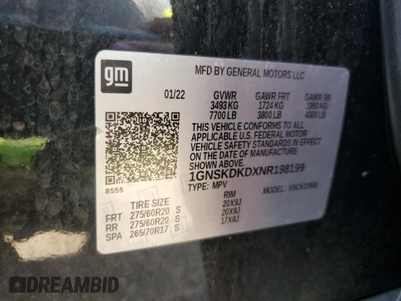 2022 Chevrolet Suburban Z71 with VIN 1GNSKDKDXNR198199, listed as a Copart auction lot 65367055 with 115,505 mi miles and Clean title. Bid and sale history available at DreamBid. Image 13.