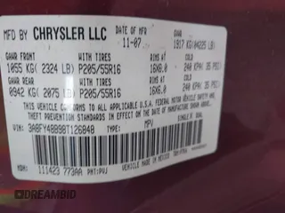 2008 Chrysler PT Cruiser z VIN 3A8FY48B98T126848, wystawiony jako IAAI lot #42121994 z przebiegiem 102 949 mil mil oraz . Historia ofert i sprzedaży dostępna na DreamBid. Obrazek 9.