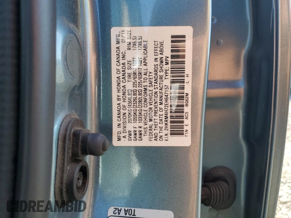 2014 Honda CR-V EX-L with VIN 2HKRM4H72EH647157, listed as a Copart auction lot 44168745 with 136,981 mi miles and Salvage Title. Bid and sale history available at carsss.com. Image 13.